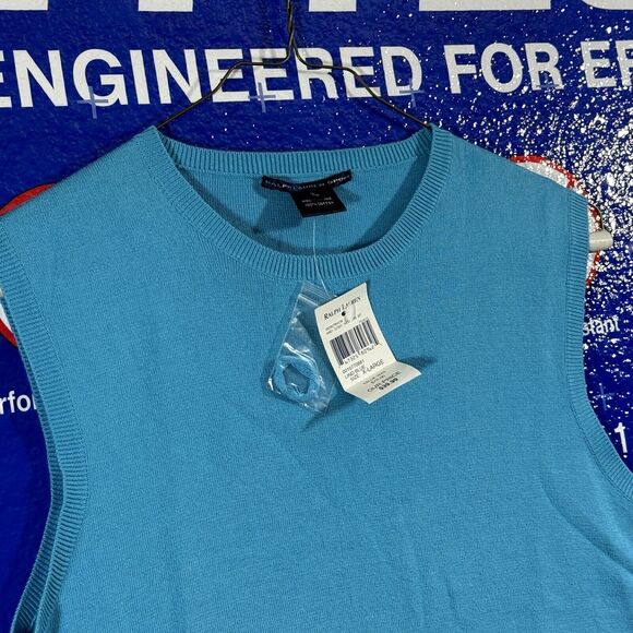 Ralph Lauren Sport Woman's Sky Blue Luxury Cotton Fringed Tank-top Size XL NWT - Picture 5 of 7